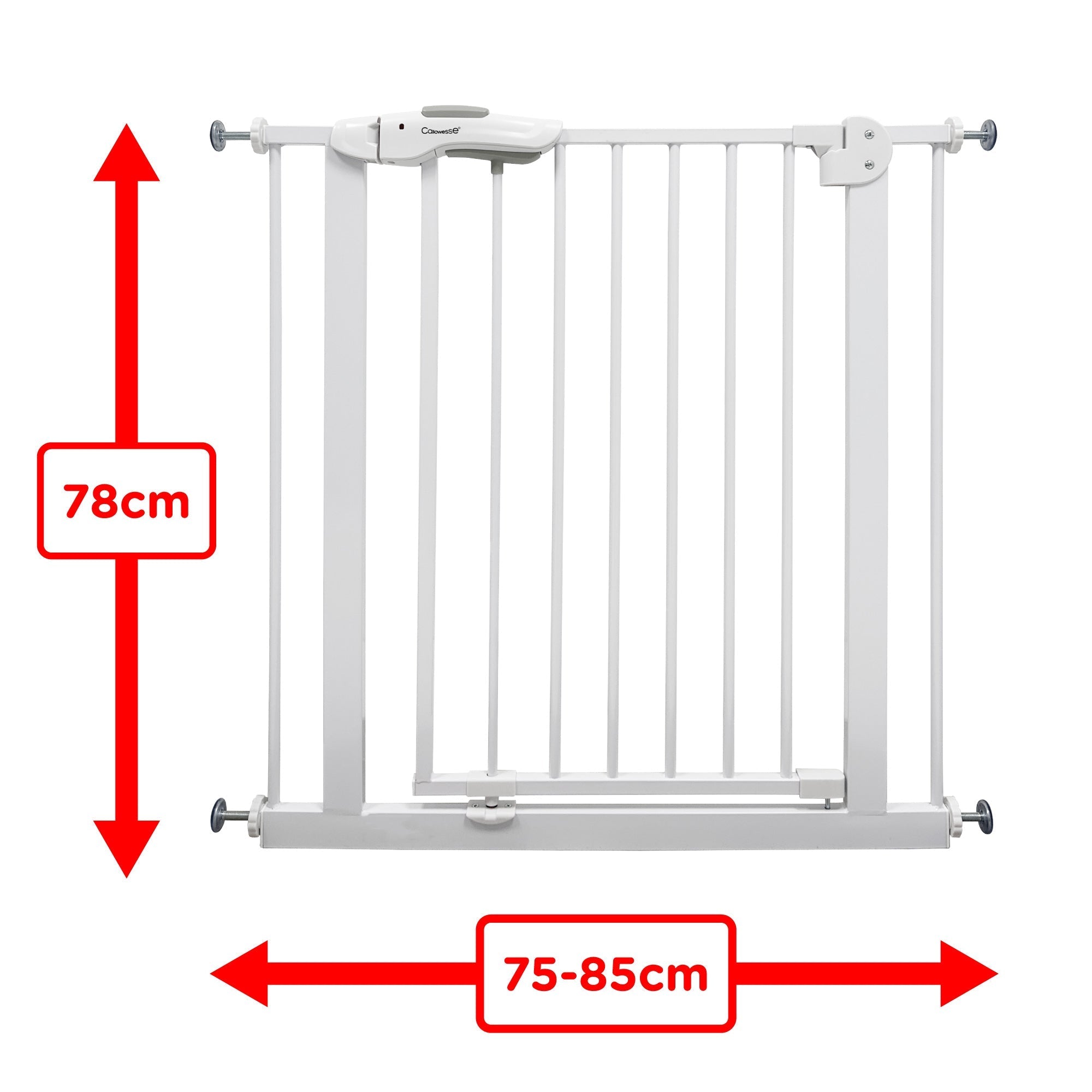 Callowesse Shiba Easy Close Baby & Toddler Pressure Fit Door & Stair Safety Gate - 75 - 85cm x H78cm - White - Baby&More