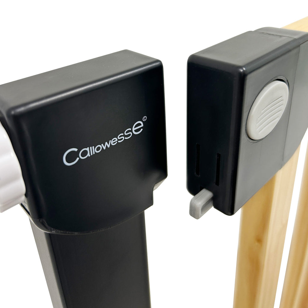 Callowesse Pressure Fit Baby & Toddler Safety Gate - 76-83cm x H77cm - Black/Wood - Baby&More