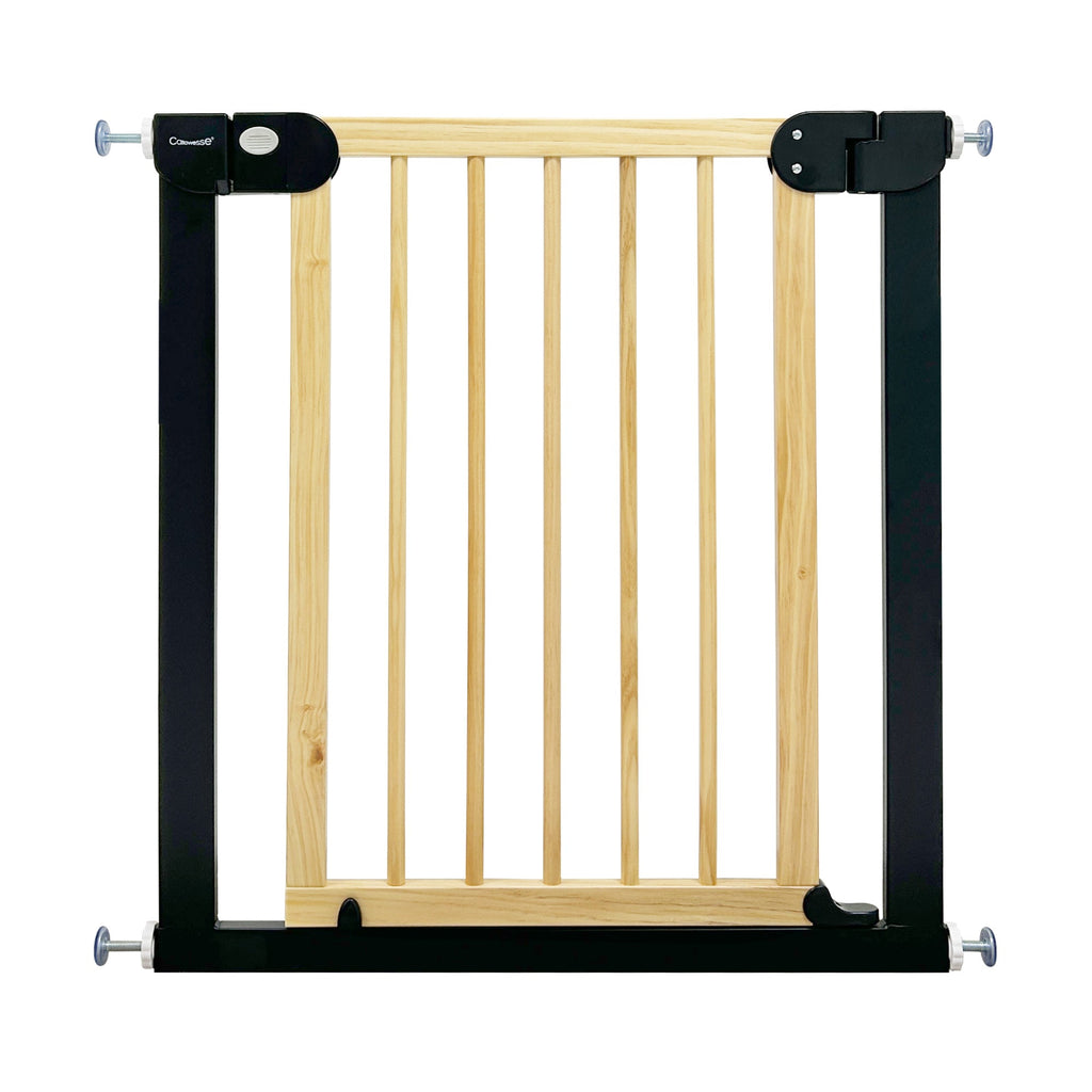 Callowesse Pressure Fit Baby & Toddler Safety Gate - 76-83cm x H77cm - Black/Wood - Baby&More