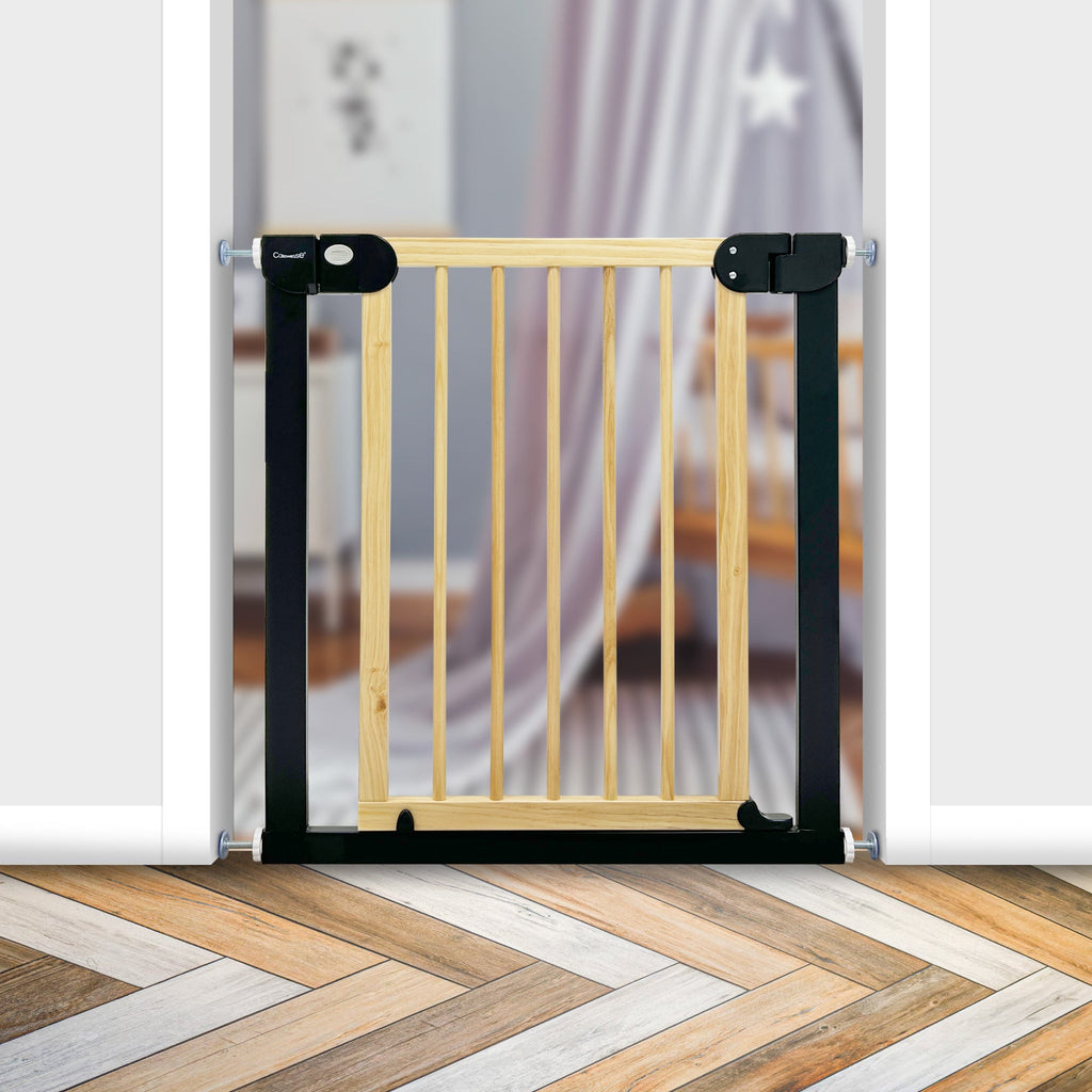 Callowesse Pressure Fit Baby & Toddler Safety Gate - 76-83cm x H77cm - Black/Wood - Baby&More