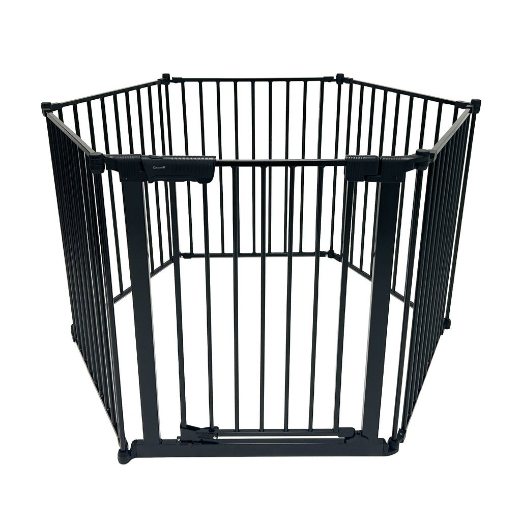 Callowesse XL Extendable Hexagonal Playpen, Fireguard and Room Divider - Black - Baby&More