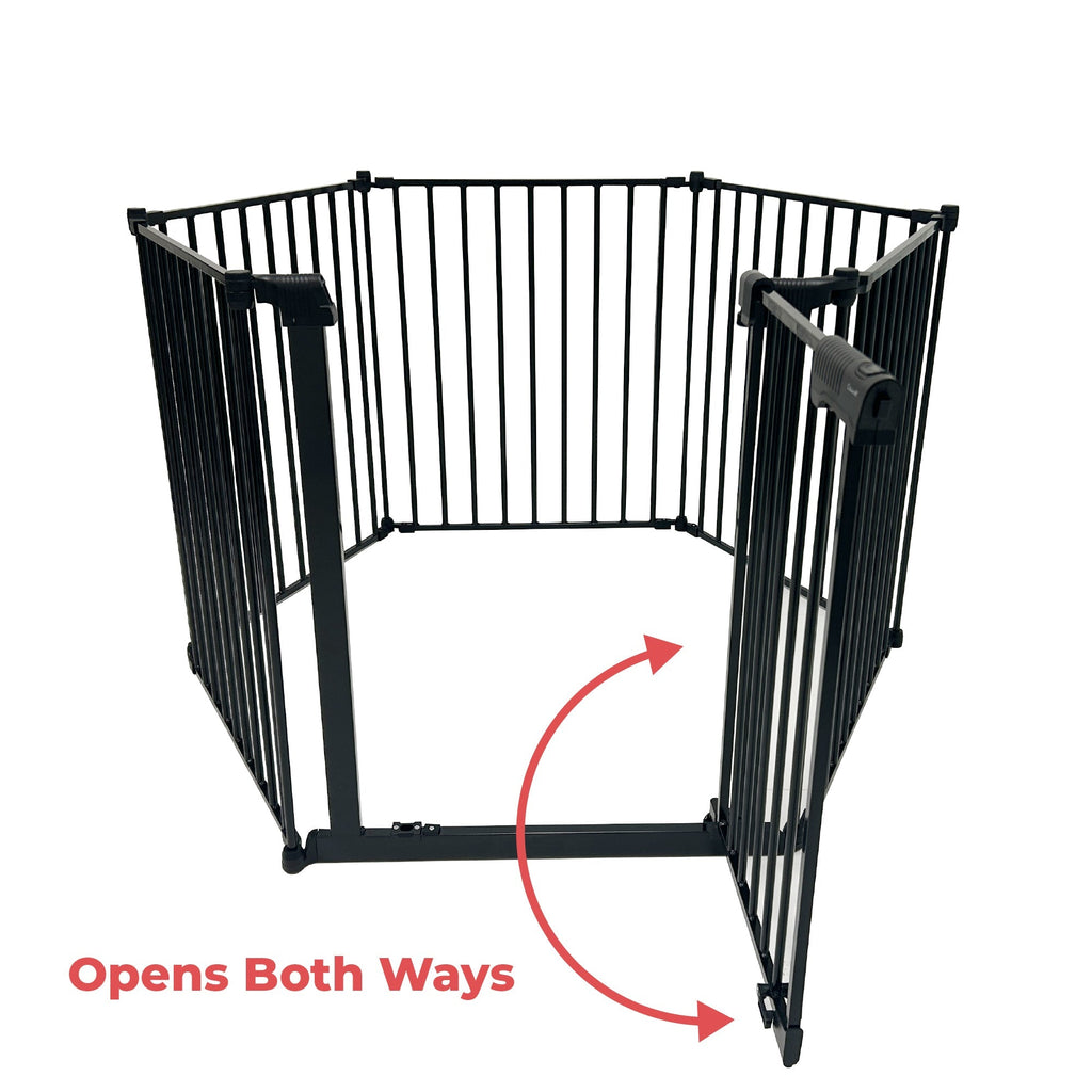 Callowesse XL Extendable Hexagonal Playpen, Fireguard and Room Divider - Black - Baby&More