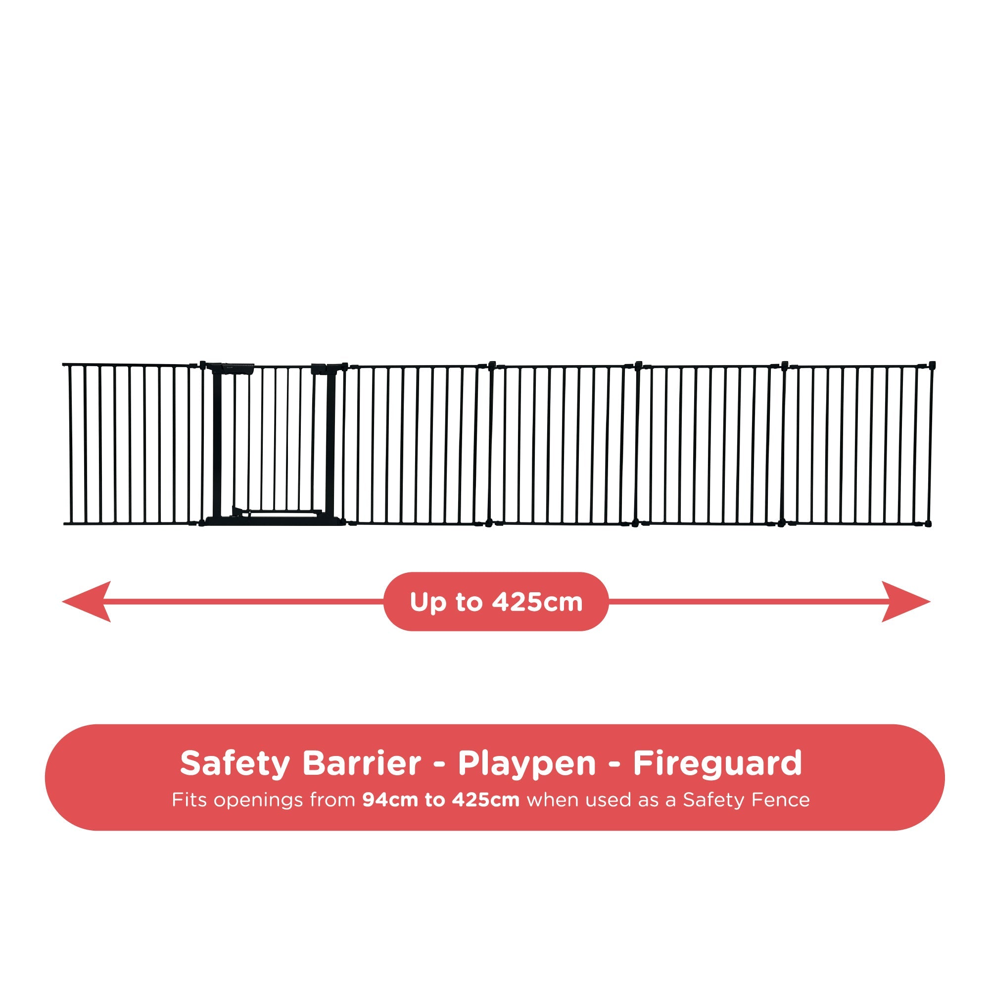 Callowesse XL Extendable Hexagonal Playpen, Fireguard and Room Divider - Black - Baby&More