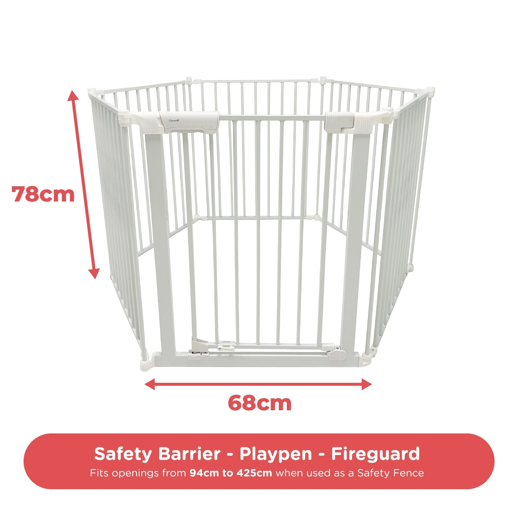 Callowesse XL Extendable Hexagonal Playpen, Fireguard and Room Divider - White - Baby&More