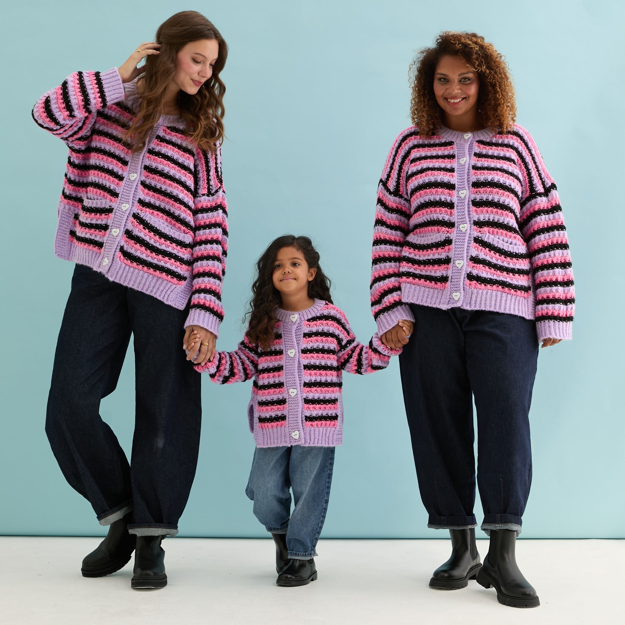 Cara & The Sky Bernice Stripe Cross Stitch Ladies Cardigan - Lilac - Baby&More