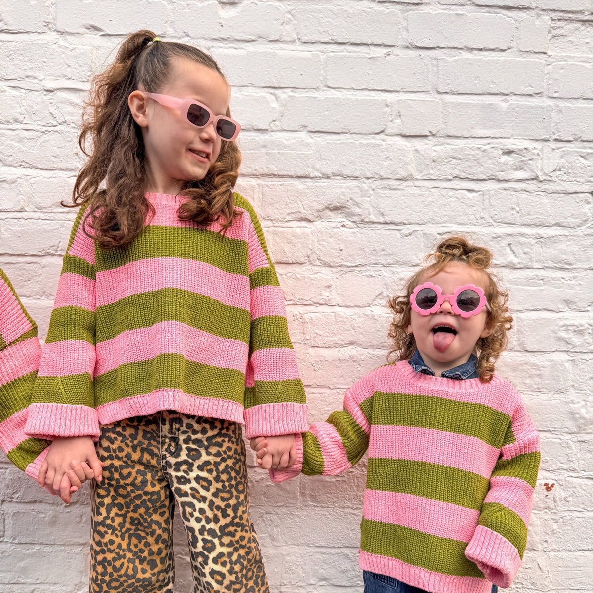 Cara & The Sky Rhiannon Kids Chunky Stripe Recycled Cotton Blend Jumper - Pink - Baby&More
