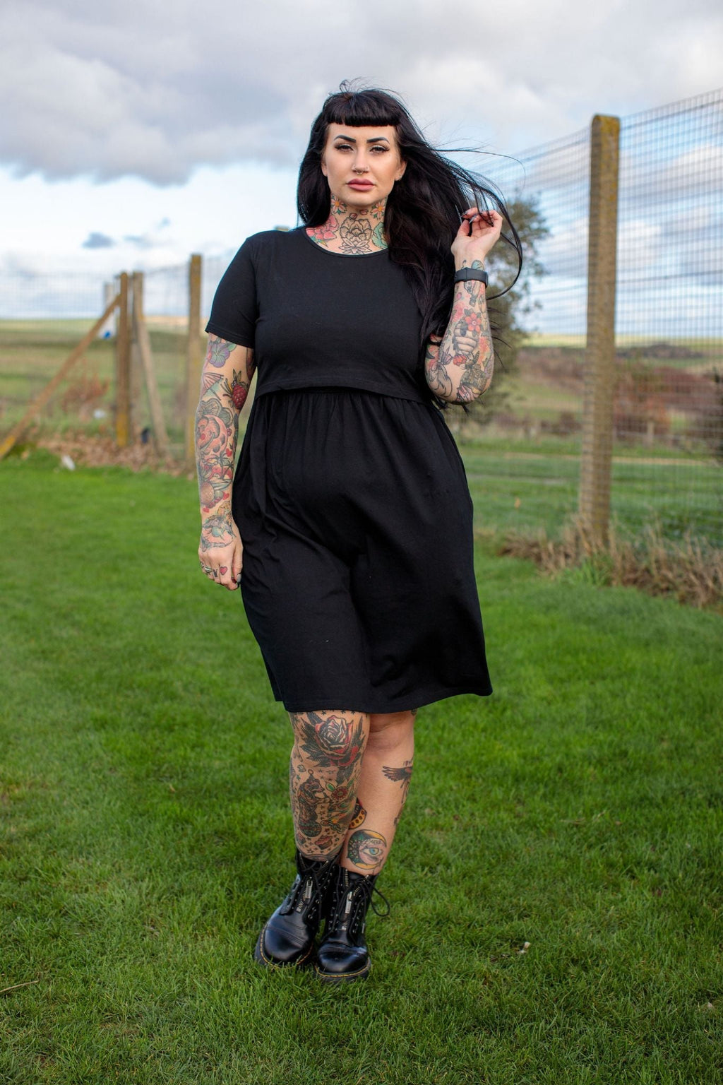 Milkymoon Casey Cotton Breastfeeding Skater Dress - Black
