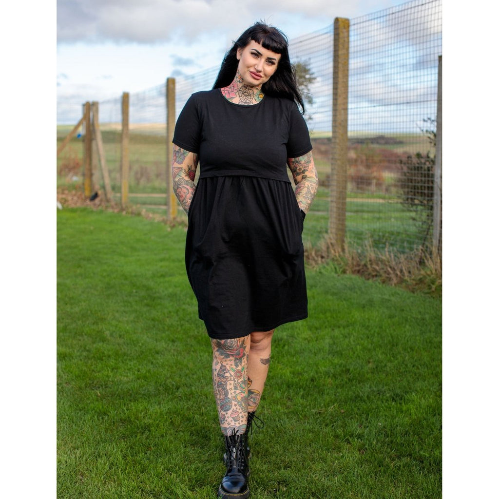Milkymoon Casey Cotton Breastfeeding Skater Dress - Black