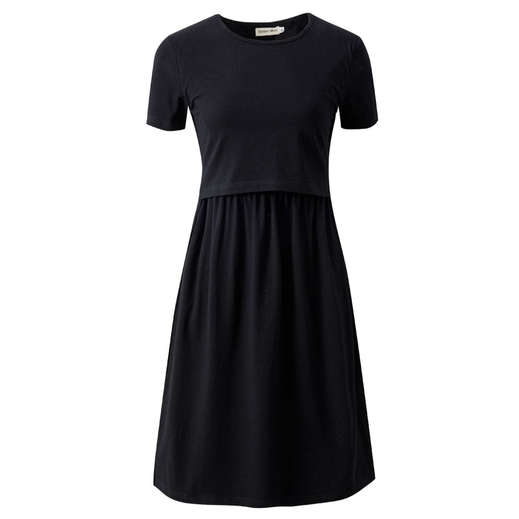 Milkymoon Casey Cotton Breastfeeding Skater Dress - Black