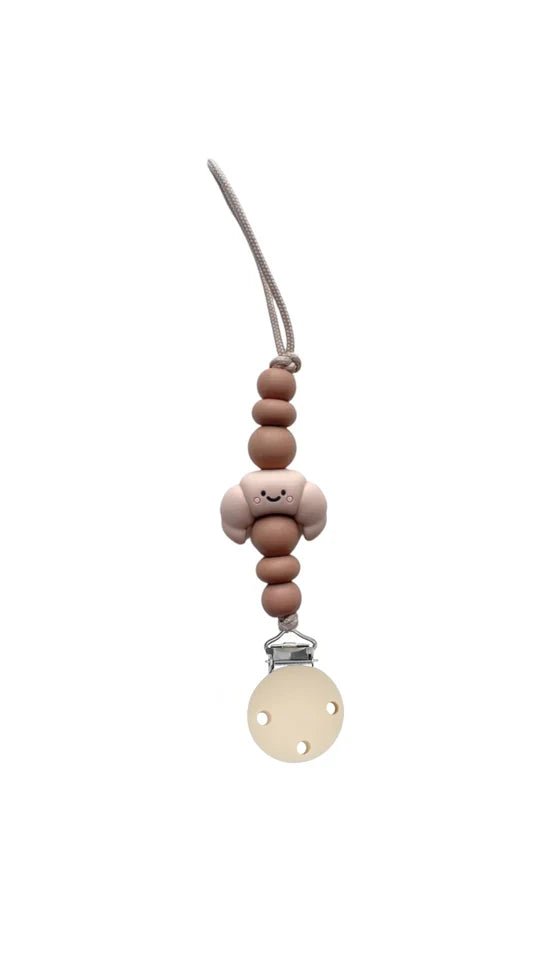 Chewies&more - Newborn Silicone Pacifier Teething Clip - Croissant - Latte - Baby&More