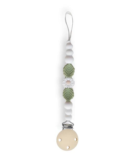 Chewies&more - Silicone Pacifier Teething Clip - Daisy - White - Baby&More