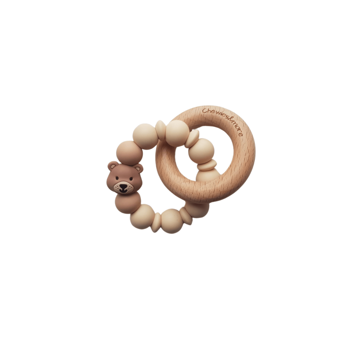 Chewies&more Wooden/Silicone Teething Rings - Bear - Navaho Cream - Baby&More