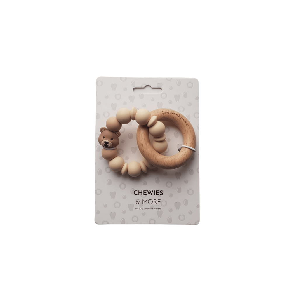 Chewies&more Wooden/Silicone Teething Rings - Bear - Navaho Cream - Baby&More