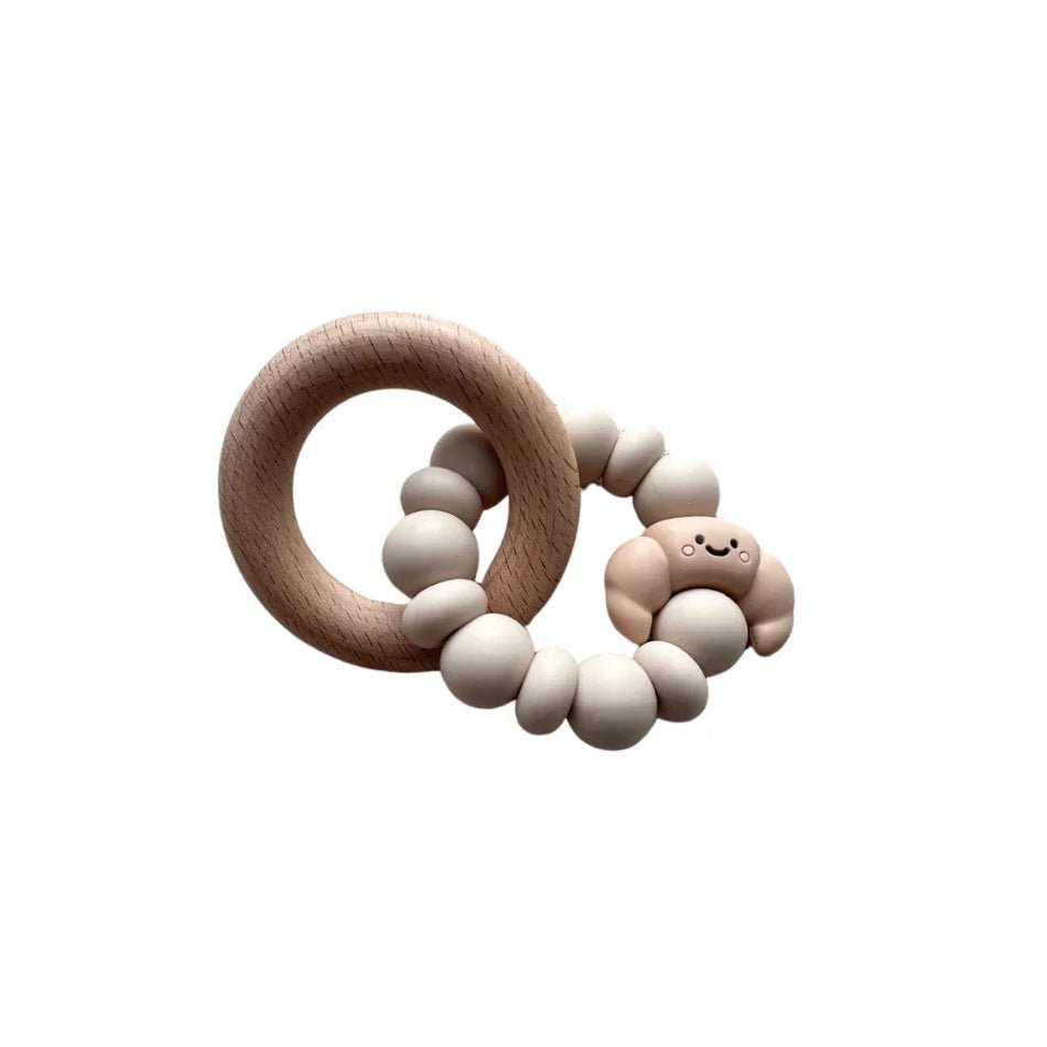 Chewies&more Wooden/Silicone Teething Rings - Croissant - Latte - Baby&More