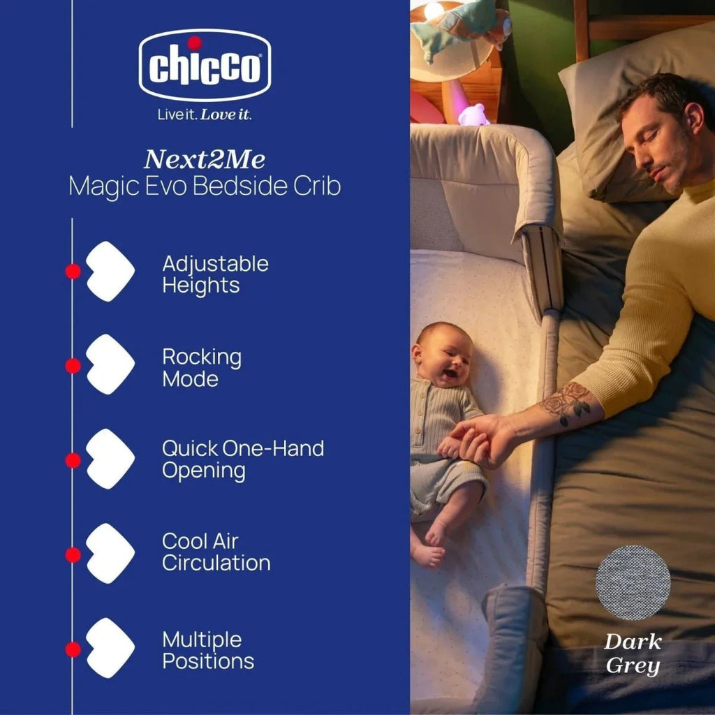 Chicco Next2Me Magic Evo Crib - Dark Gray - Baby&More