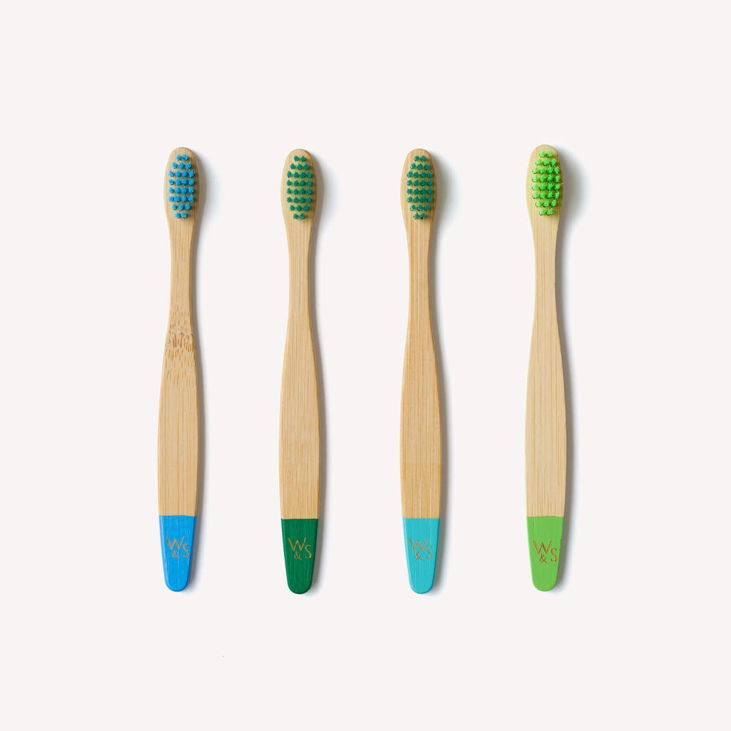 Children's Bamboo Toothbrush - 4 Pack - Aqua Colour - Baby&More