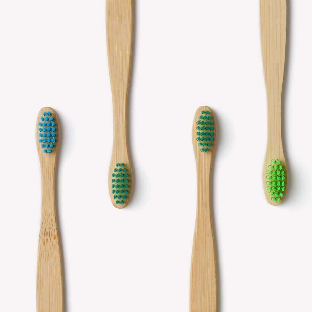 Children's Bamboo Toothbrush - 4 Pack - Aqua Colour - Baby&More
