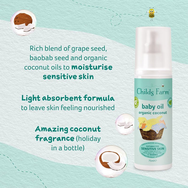 Child's Farm Baby Massage Oil Organic Coconut - 75ml - Baby&More