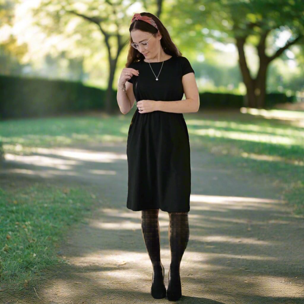 The Knee Length Breastfeeding Dress - Classic Black