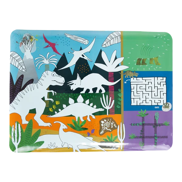 Floss & Rock Colouring Fun & Games Activity Mat - Dinosaurs