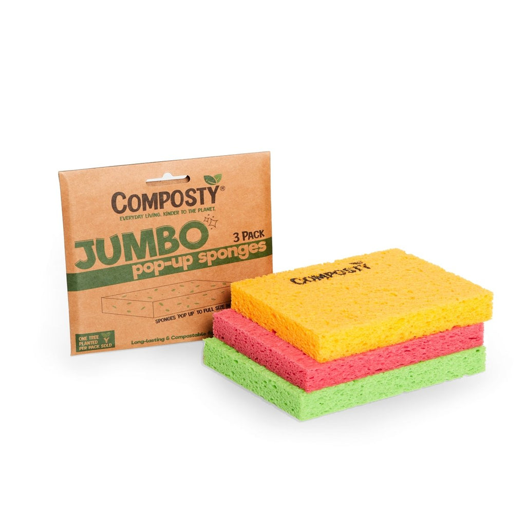 Composty Jumbo ‘Pop-Up’ Eco Sponges – Large Size  – 3 Pack