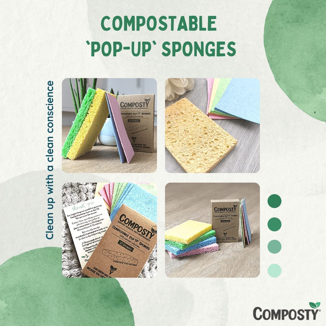 Composty Jumbo ‘Pop-Up’ Eco Sponges – Large Size  – 3 Pack
