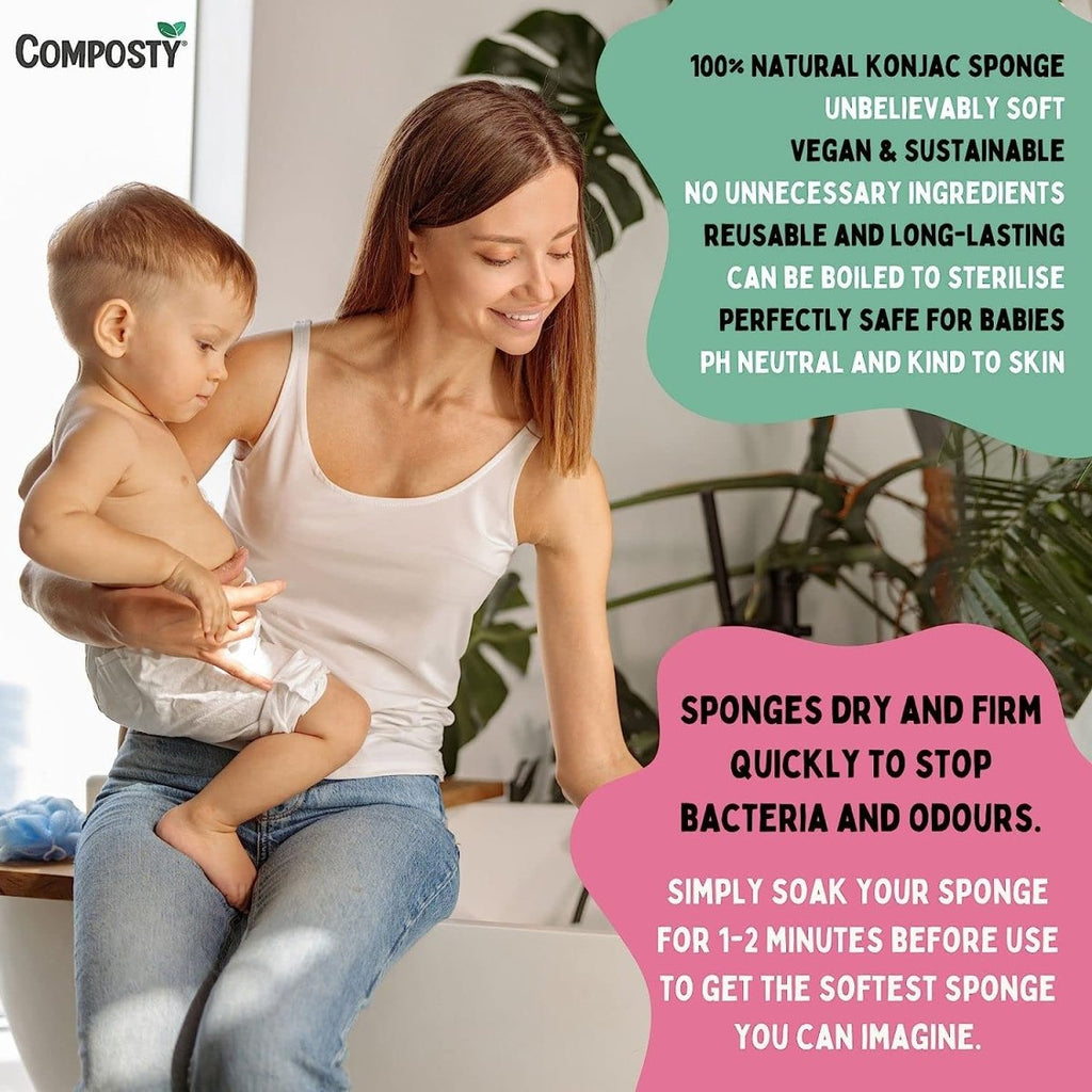 Composty Super-Soft Baby Bath Sponges – 3 Pack