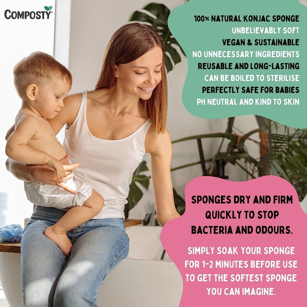 Composty Super-Soft Baby Bath Sponges – 3 Pack