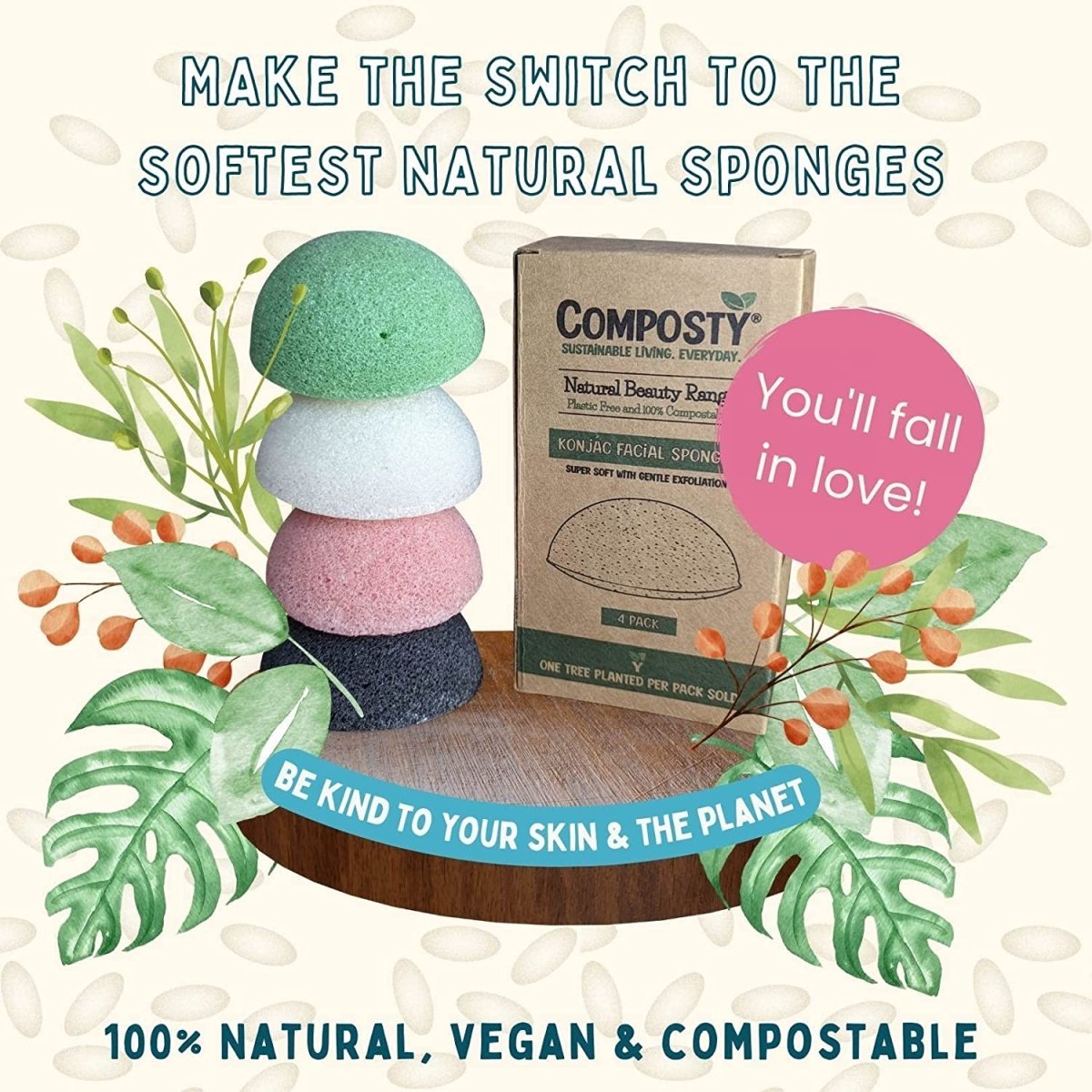 Composty Konjac Facial Sponges – 4 Pack - Baby&More