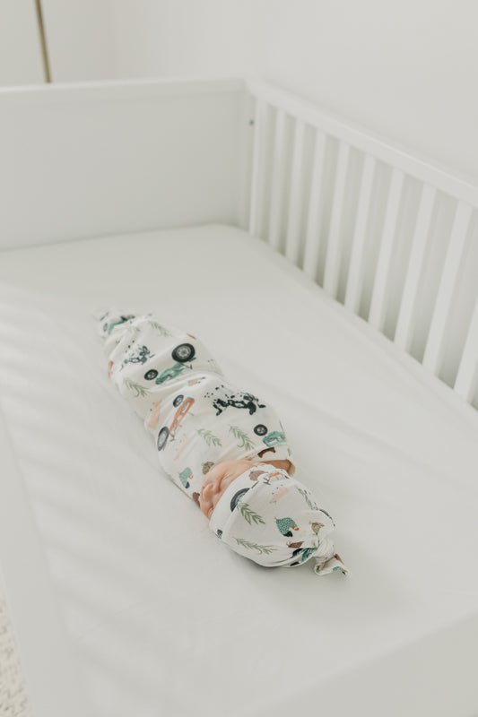Copper Pearl Knitted Swaddle Blanket - Tractor - Baby&More