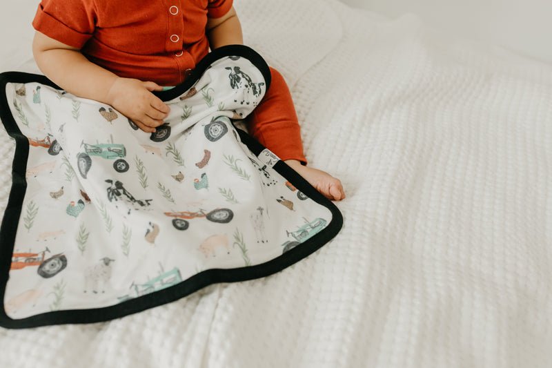 Copper Pearl Lovey 3 Layer Comfort Blanket - Tractor - 2 Pack - Baby&More
