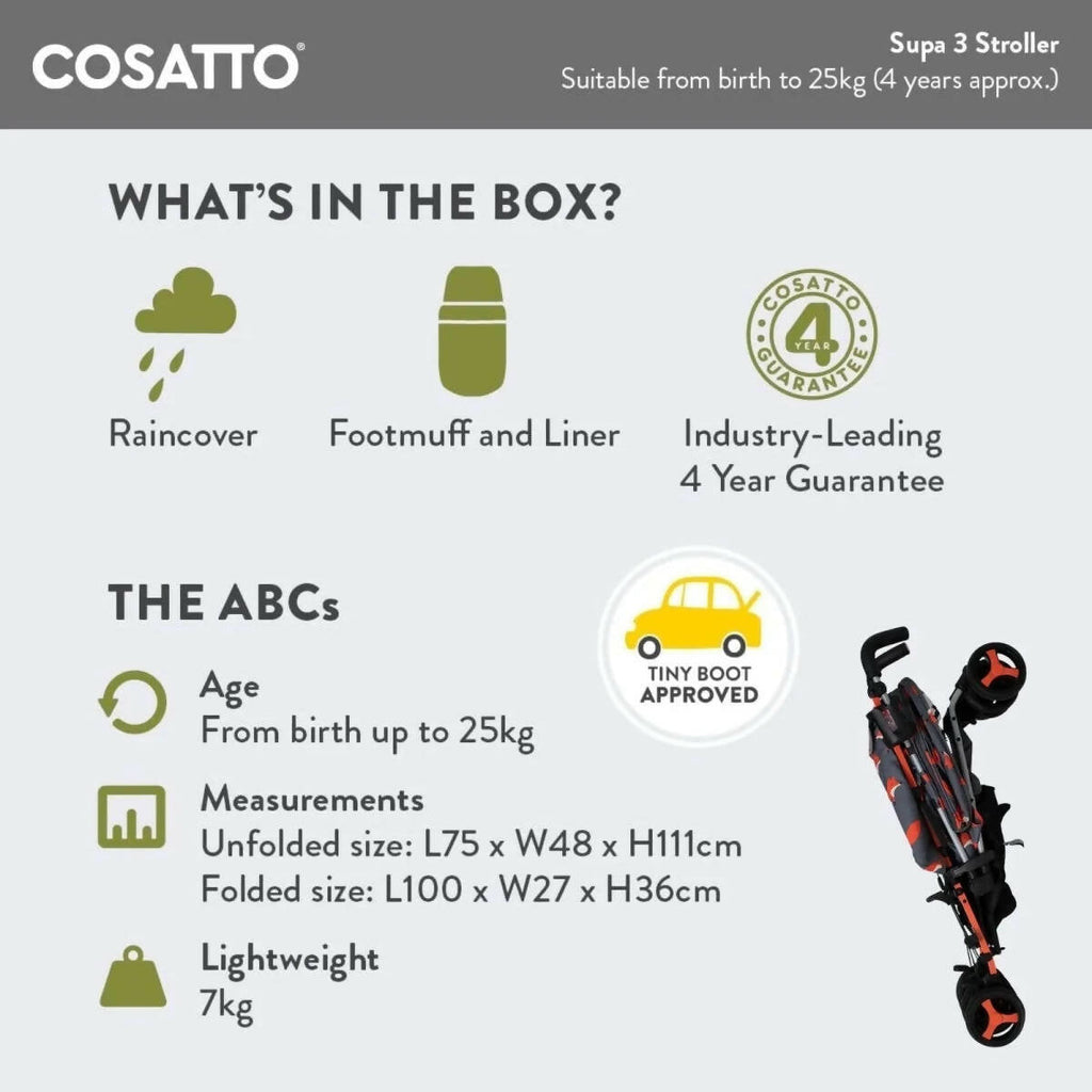 Cosatto Supa 3 Stroller - Charcoal Mister Fox - Baby&More