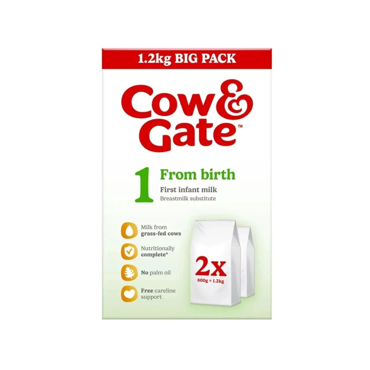 Cow and Gate 1 First Infant Milk Formula - from Birth 1.2kg (2x600g) - Baby&More
