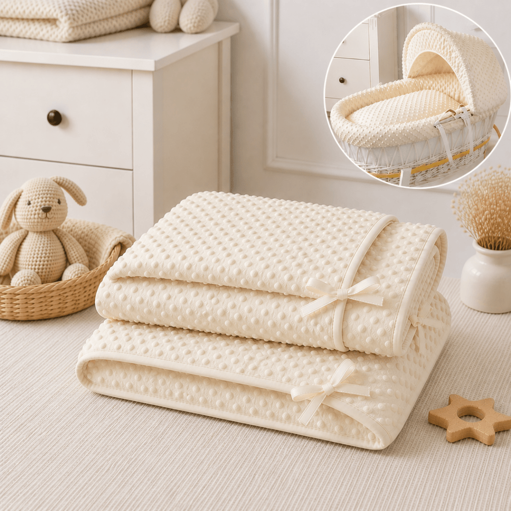 For Your Little One Moses Basket Bedding Set - Cream Dimple (Basket Not Included!)