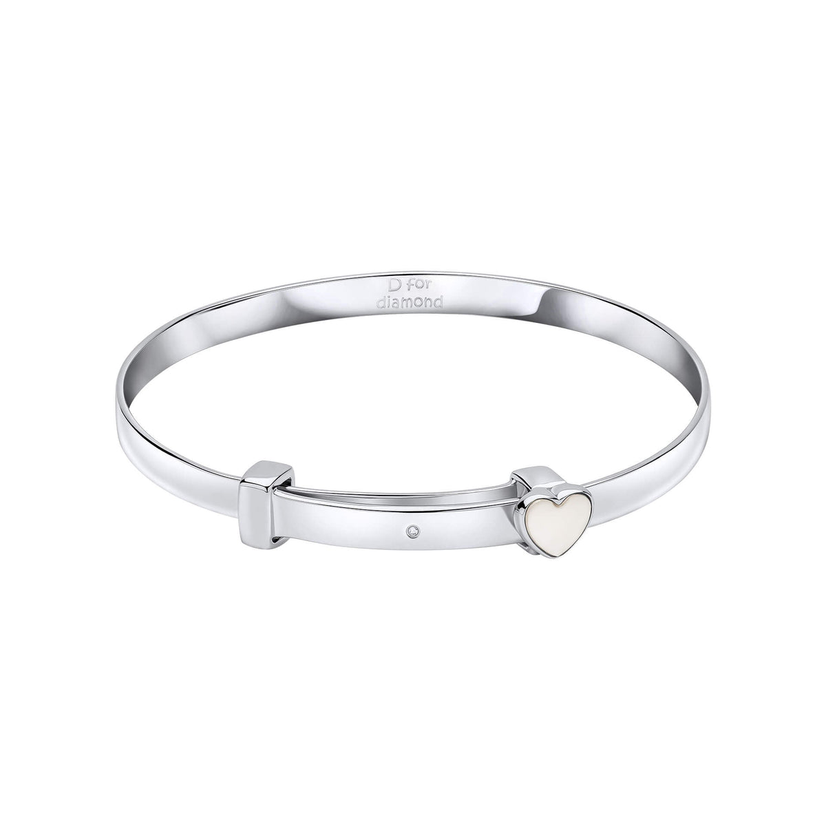D For Diamond Mother of Pearl Heart Expandable Bangle with Diamond - Baby&More