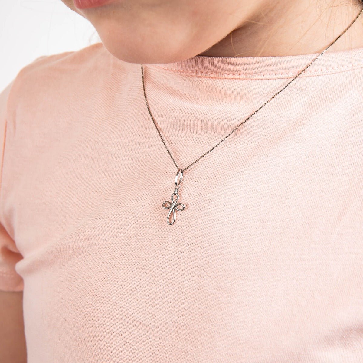 D For Diamond Organic Swirl Cross Pendant with Diamond - Baby&More