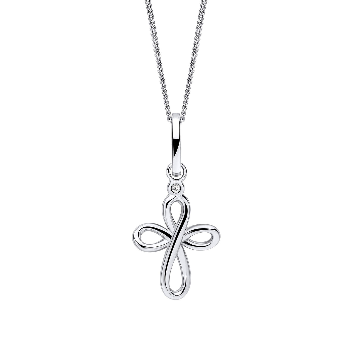 D For Diamond Organic Swirl Cross Pendant with Diamond - Baby&More