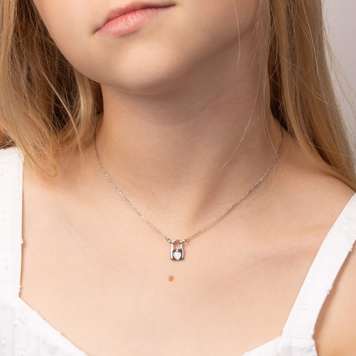 D For Diamond Padlock Heart Necklace with Diamond - Baby&More