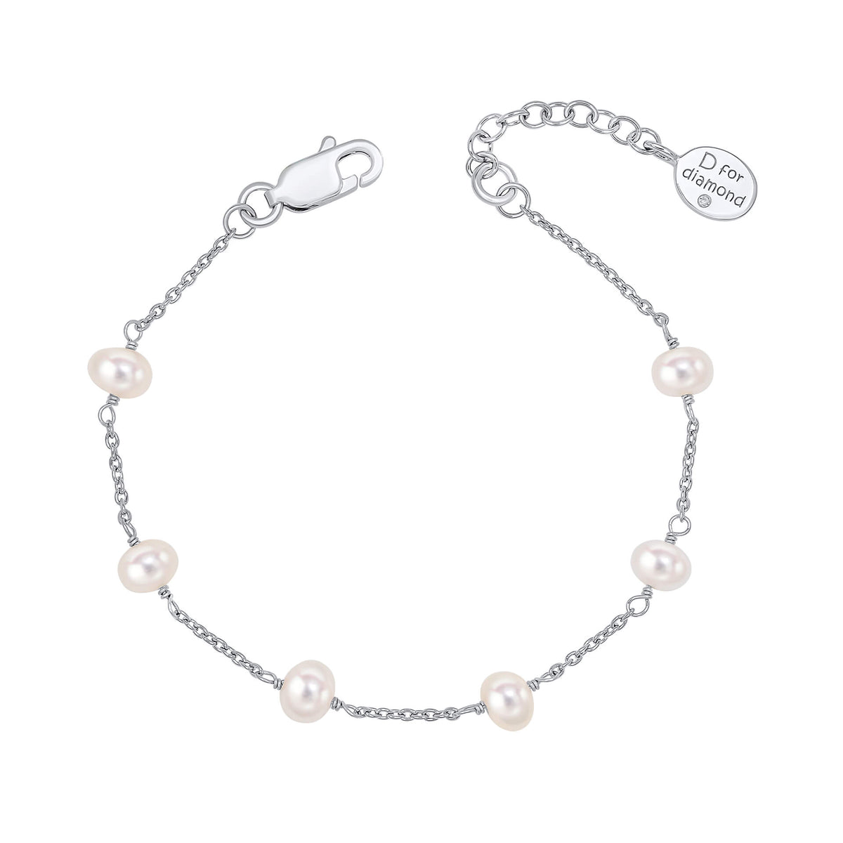 D For Diamond Pearl Station Bracelet with Diamond - Baby&More