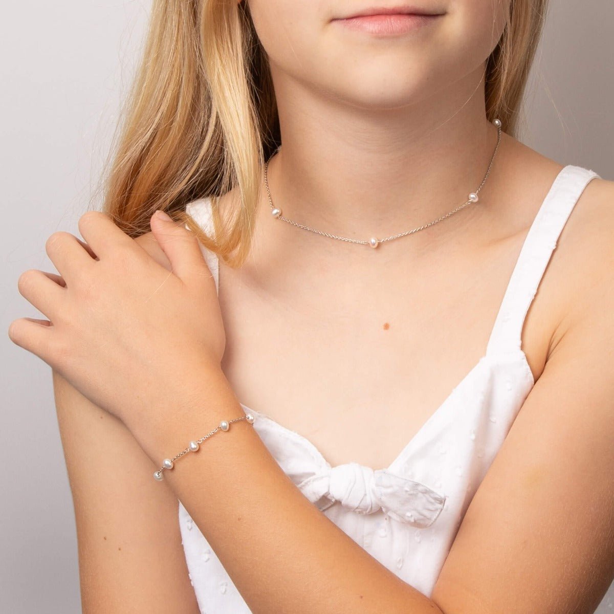 D For Diamond Pearl Station Bracelet with Diamond - Baby&More