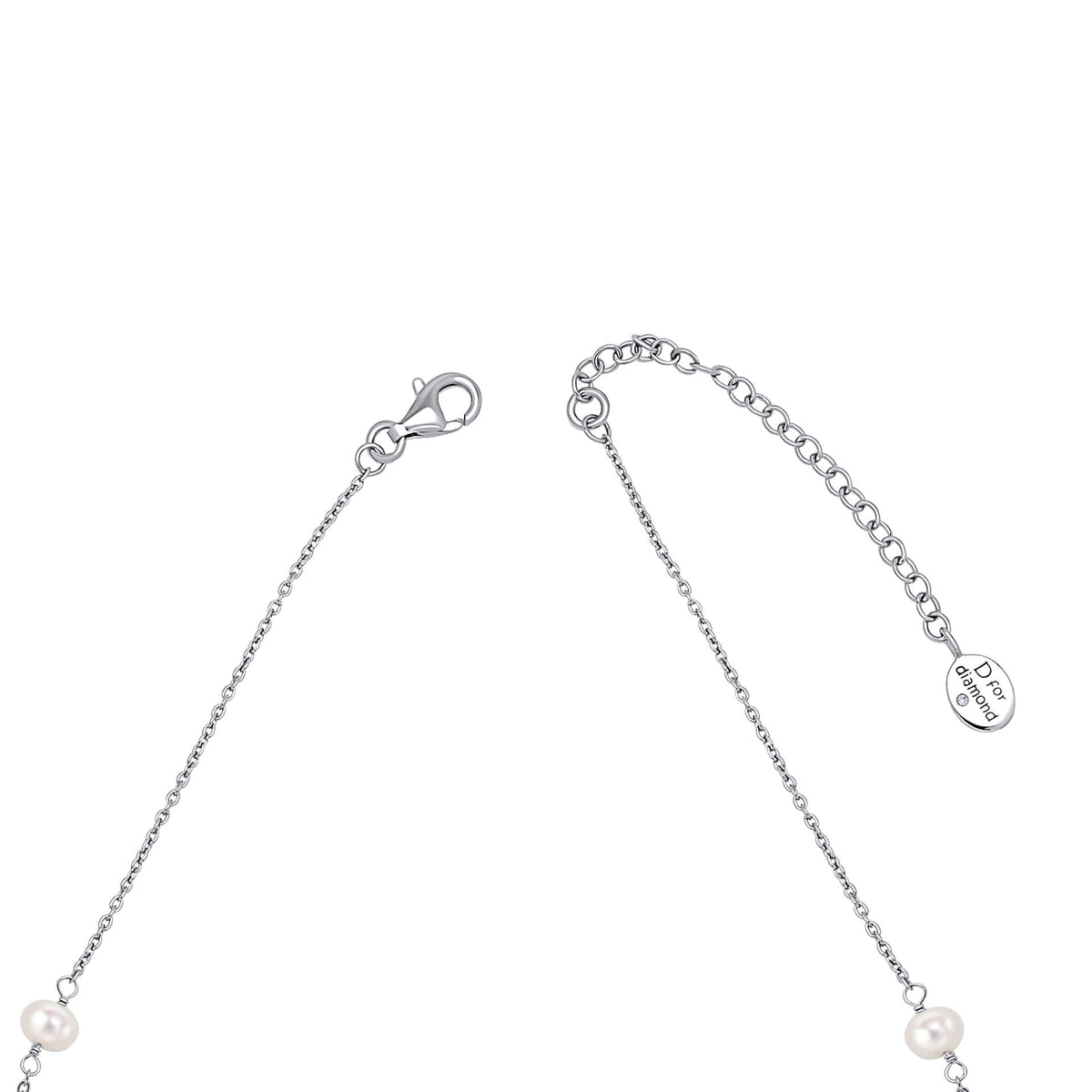 D For Diamond Pearl Station Necklace with Diamond - Baby&More