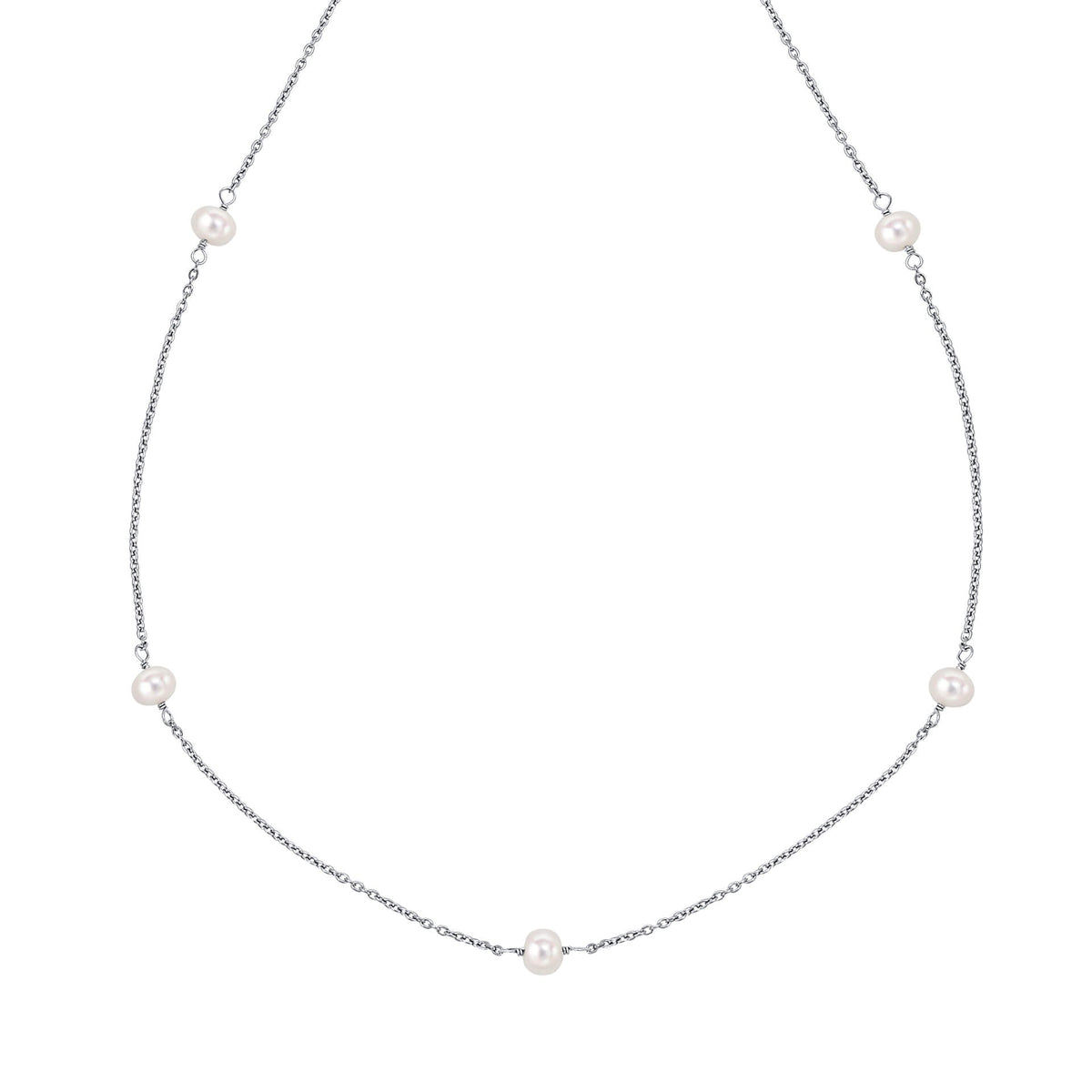 D For Diamond Pearl Station Necklace with Diamond - Baby&More