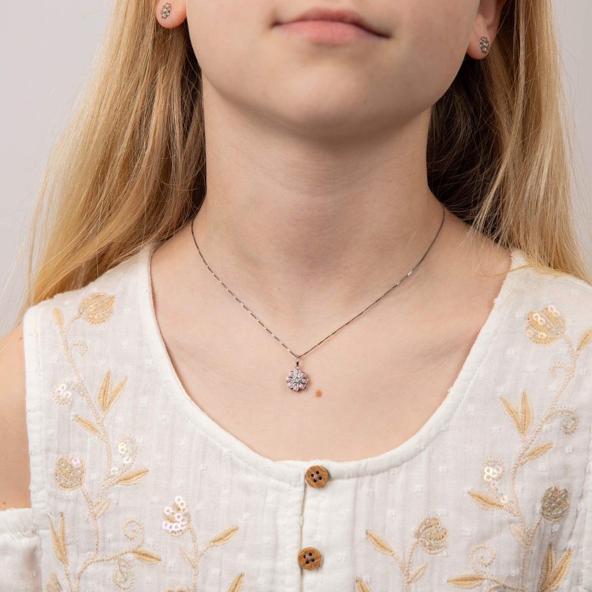 D For Diamond Pink Spinning Flower Pendant with Diamond - Baby&More