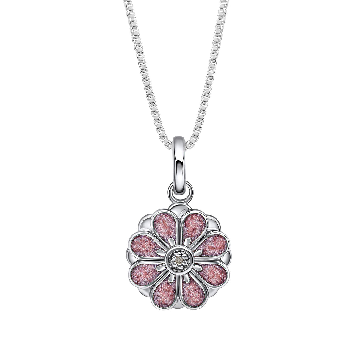 D For Diamond Pink Spinning Flower Pendant with Diamond - Baby&More