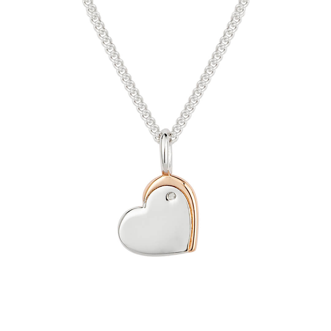 D For Diamond Rose Edge Heart Necklace with Diamond - Baby&More