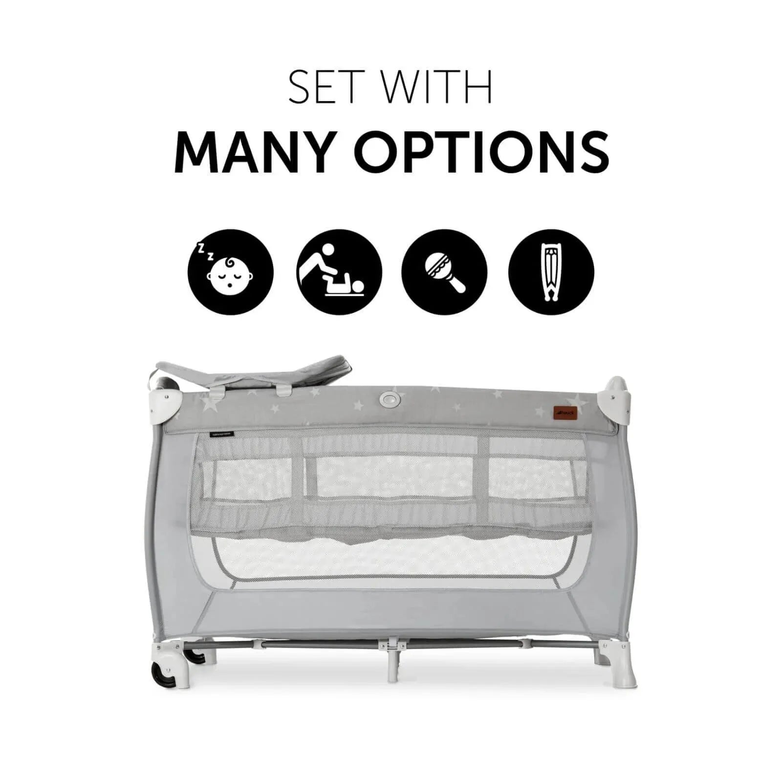 Hauck Sleep N Play Centre Bassinet Travel Cot & Playpen - Stars
