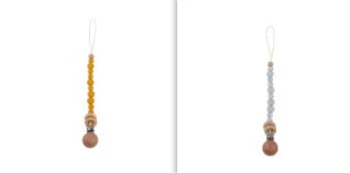 Beech & Silicone Dummy / Pacifier Clip