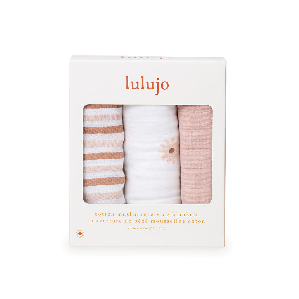 Lulujo - Muslin Squares - 3 Pack - Daisies
