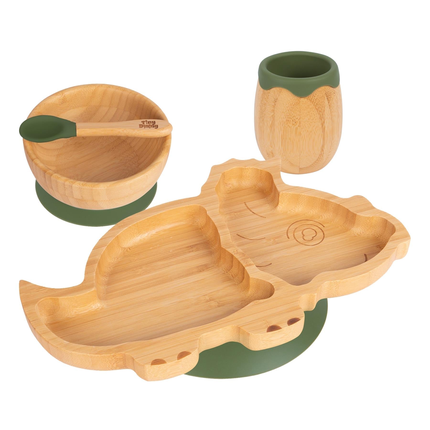 Dani the Dinosaur Bamboo Suction Toddler, Child and Baby Feeding Set - 4 pc - Baby&More
