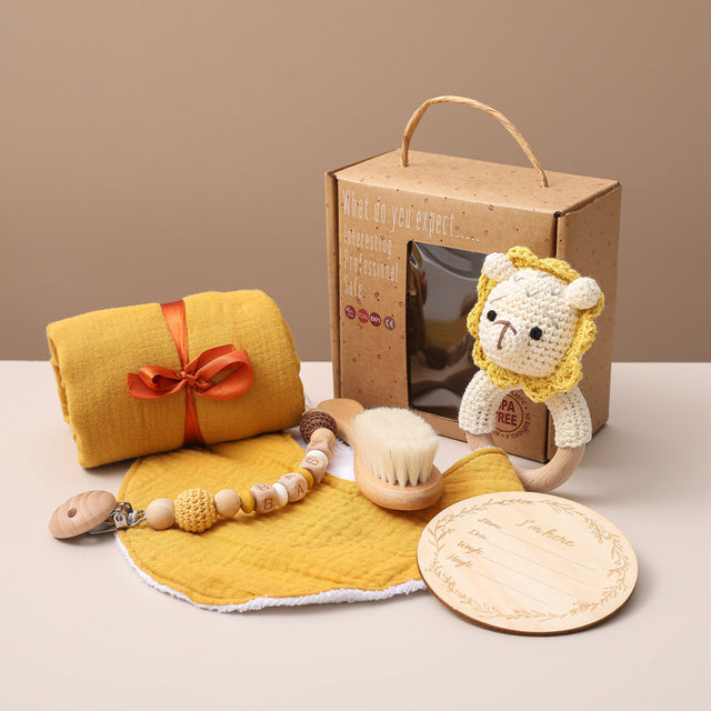 Baby Six Piece Gift Set with Rattle & Brush